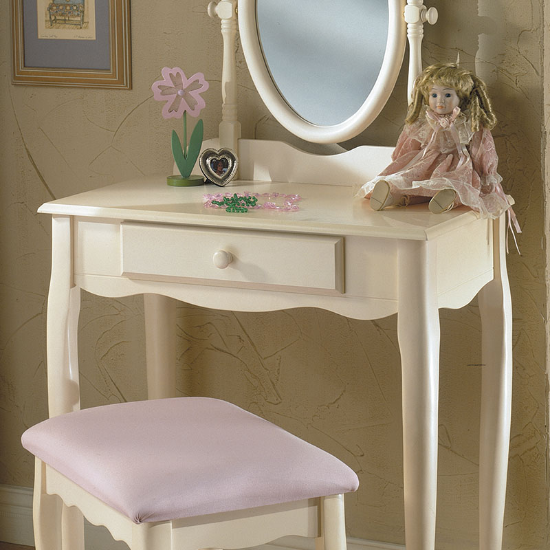 Makeup Dressing Vanity Table Set w/ Touch Screen Dimming Mirror